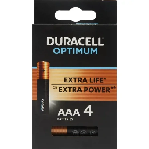 Батарейка Duracell Optimum AAA (LR03) алкалиновая 4 шт. DURACELL 5014062 Optimum