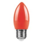 Лампа светодиодная Feron E27 LB-376 230 В 1 Вт свеча красный цвет света FERON