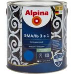 Эмаль по ржавчине 3 в 1 Alpina цвет синий 2.5 л ALPINA