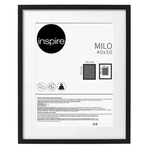 488735797 Рамка Inspire Milo 40x50 см цвет черный INSPIRE
