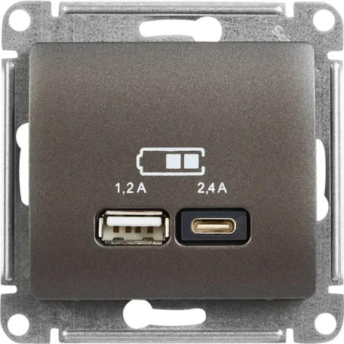 488736339 Розетка USB A+С встраиваемая Schneider Electric Glossa цвет графит SCHNEIDER ELECTRIC USB A+C