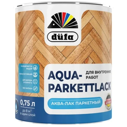 Лак паркетный Dufa Aqua-Parkettlack шелково-матовый прозрачный 0.75 л DUFA
