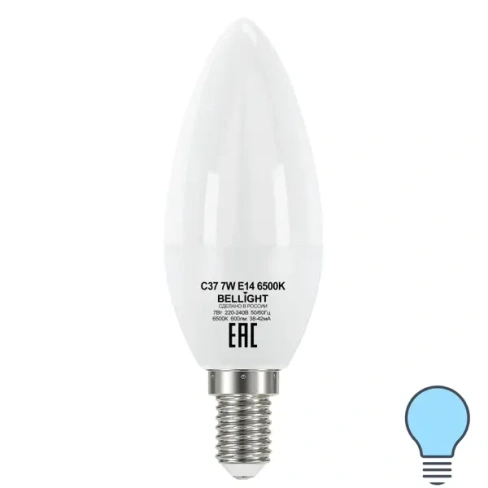 Лампа светодиодная Bellight E14 220-240 В 7 Вт свеча 600 лм холодный белый цвет света BELLIGHT 86170884