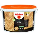 Лак паркетный Alpina шелковисто-матовый бесцветный 10 л ALPINA Лак для деревянных полов шелк.-матовый