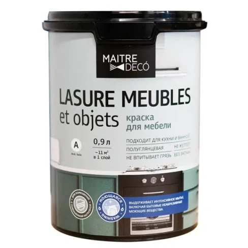 Краска для мебели Maitre Deco Lasure 0.9 л цвет белый MAITRE DECO