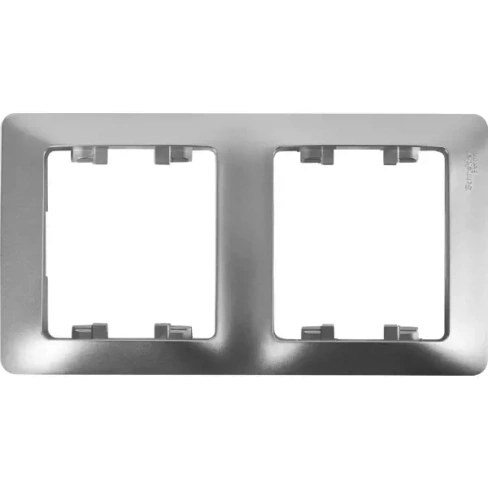 488760316 Рамка для розеток и выключателей Schneider Electric Glossa 2 поста вертикальная цвет алюминий SCHNEIDER ELECTRIC