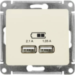 Розетка USB встраиваемая Schneider Electric Glossa цвет бежевый SCHNEIDER ELECTRIC Розетка USB A+A