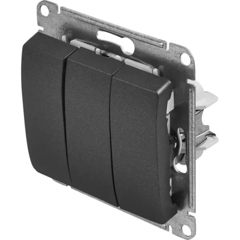 488760375 Выключатель встраиваемый Schneider Electric Glossa 3 клавиши цвет антрацит SCHNEIDER ELECTRIC