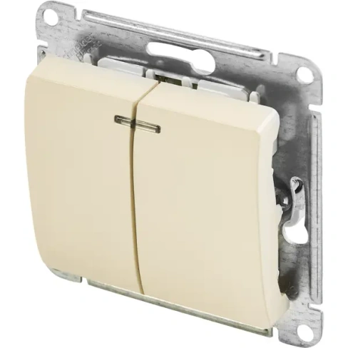 488760380 Выключатель встраиваемый Schneider Electric Glossa 2 клавиши цвет бежевый SCHNEIDER ELECTRIC