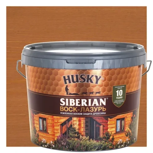 Воск-лазурь Husky Siberian полуматовый орегон 9 HUSKY Антисептик для защиты древесины