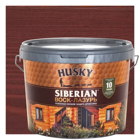 488761122 Воск-лазурь Husky Siberian полуматовый красное дерево 9 HUSKY Антисептик для защиты древесины