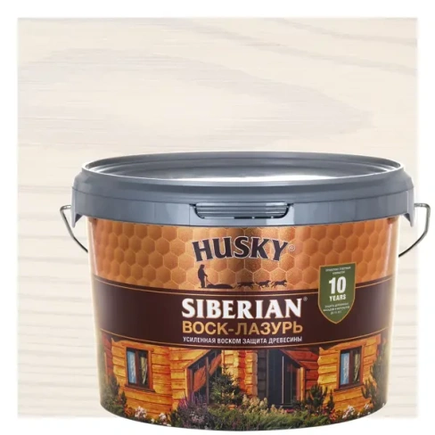 Воск-лазурь Husky Siberian полуматовый белый 2.5 HUSKY Антисептик для защиты древесины