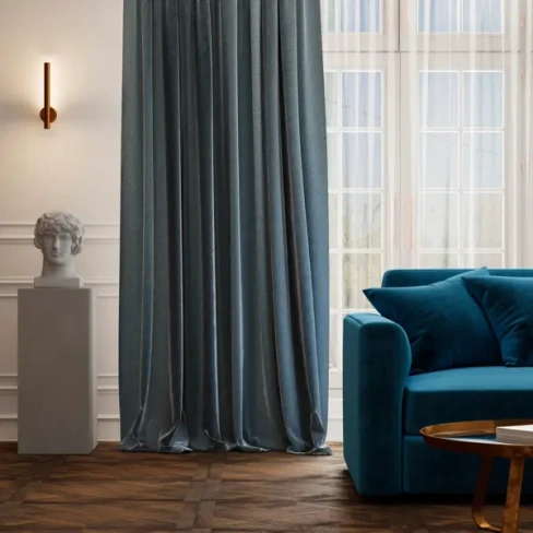 Штора на ленте блэкаут Cashmere 200x300 см цвет синий СТОЛИЦА ТЕКСТИЛЯ