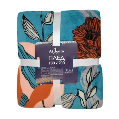Плед Fantaisie 180x200 см фланель цвет бирюзовый ARDENZA Промо