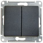 Выключатель встраиваемый Schneider Electric Glossa 2 клавиши цвет антрацит SCHNEIDER ELECTRIC