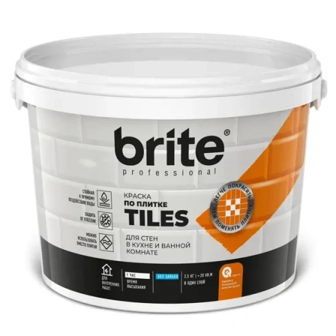 488765392 Краска по плитке для стен Brite цвет белый 2.5 л BRITE