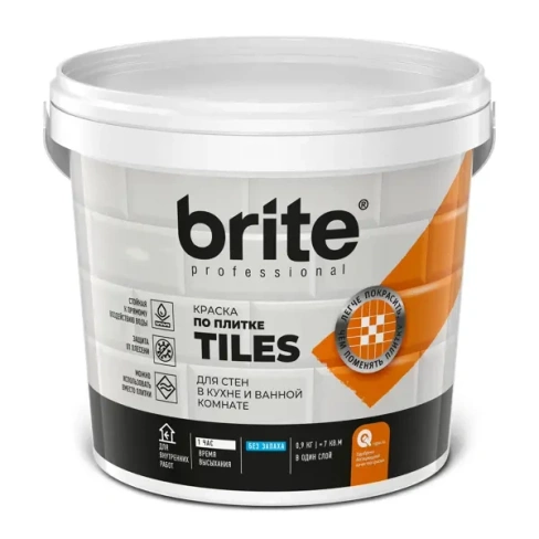 Краска по плитке для стен Brite цвет белый 0.9 л BRITE