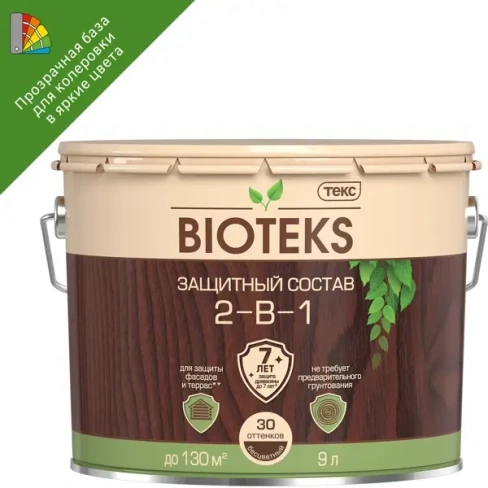 Антисептик защитно-декоративный Bioteks 2-в-1 База AD бесцветный 9 л TIKKURILA