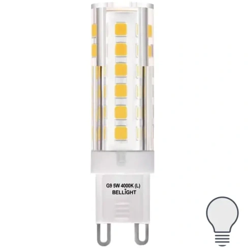 Лампа светодиодная Bellight G9 220-240 В 5 Вт капсула матовая 400 лм нейтральный белый свет BELLIGHT 88297901