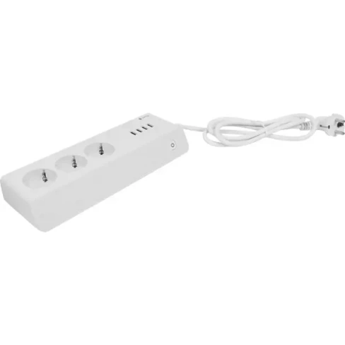 Сетевой фильтр Sibling Powerswitch-PS3U 3 розетки с заземлением 2х0.75 мм 4 USB 1.2 м 2200 Вт цвет белый SIBLING