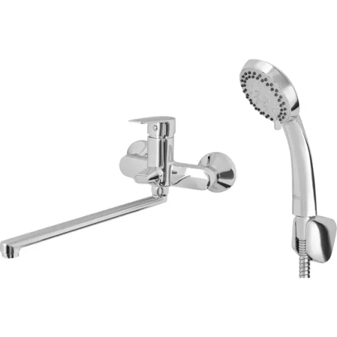 Смеситель для ванны Rossinka Silvermix LRS35-33 350 мм однорычажный универсальный с лейкой и шлангом цвет хром ROSSINKA