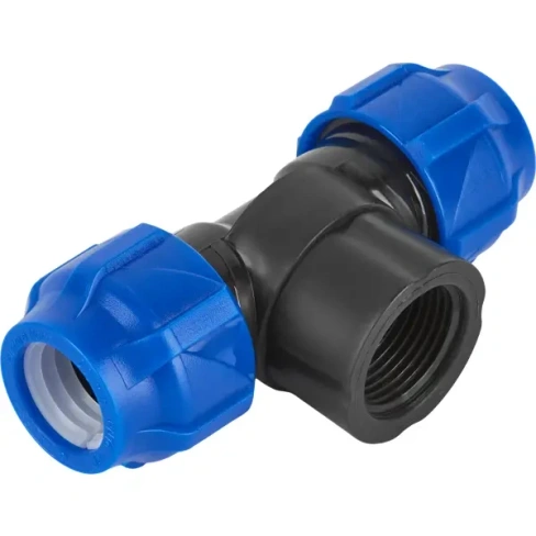 Тройник компрессионный Valfex ПНД 20x20x3/4" внутренняя резьба VALFEX
