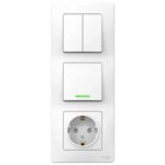 Блок выключатель с розеткой встраиваемый Schneider Electric Blanca 3 клавиши с заземлением с подсветкой цвет белый SCHNE