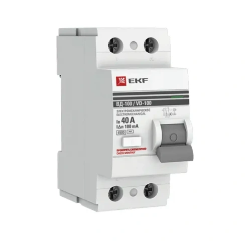УЗО EKF ВД-100 2P 40 А 100 мА 4.5 кА АС elcb-2-40-100-em-pro