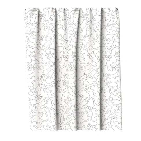 489109268 Штора для ванной с кольцами Lemer Fly Cats 180x200 см полиэстер цвет бело-черный LEMER FLYCATS Flycats