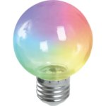 Лампа светодиодная Feron E27 LB-371 220 В 3 Вт шар регулируемый цвет света RGB прозрачный плафон FERON