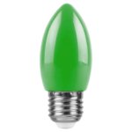Лампа светодиодная Feron E27 LB-376 230 В 1 Вт свеча зеленый цвет света FERON
