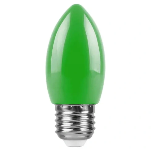 Лампа светодиодная Feron E27 LB-376 230 В 1 Вт свеча зеленый цвет света FERON