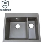 Мойка врезная Delinia прямоугольная 2 чаши 51x62x21.7 см кварц цвет серый шелк DELINIA LM 62x51