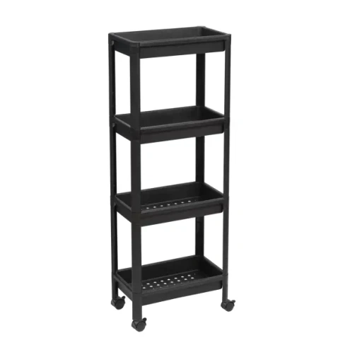 Этажерка для ванной комнаты широкая на колесах Vikea 39x23.4x105.5 см цвет черный 780407 Vikea