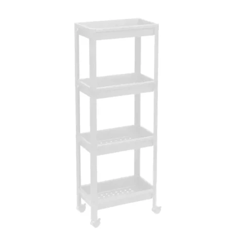 Этажерка для ванной комнаты широкая на колесах Vikea 39x23.4x105.5 см цвет белый 780406 Vikea