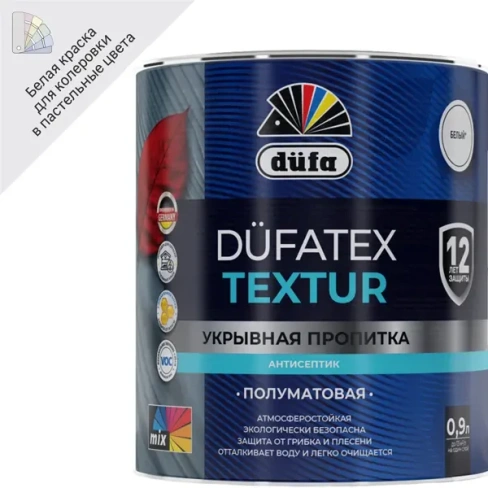 Пропитка защитно-декоративная Dufa Textur полуматовая белая 0.9 л DUFA