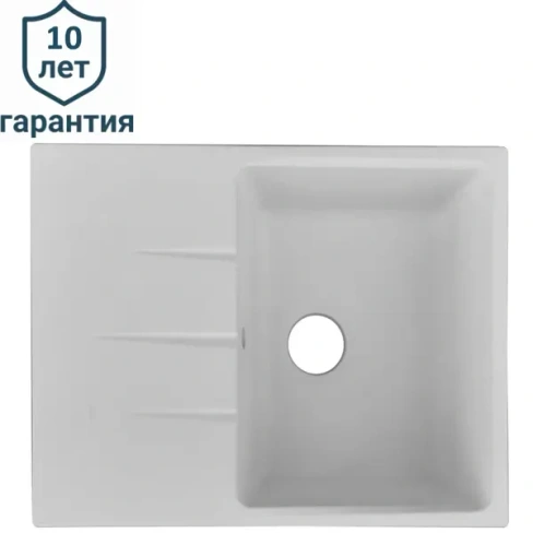 Мойка врезная Delinia прямоугольная 64x49x21 см кварц цвет белый DELINIA 640X488ММ С/КР БЕЛ