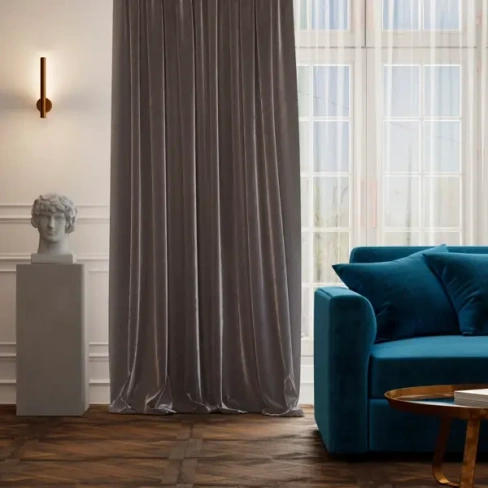Штора на ленте блэкаут Столица текстиля Bordeaux 200x300 см цвет серо-коричневый СТОЛИЦА ТЕКСТИЛЯ