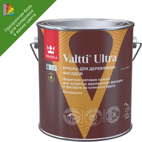 Краска для деревянных фасадов Tikkurila Valtti Ultra База С бесцветная матовая 2.7 л TIKKURILA
