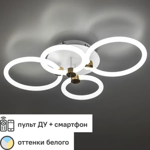 Люстра потолочная светодиодная диммируемая Ritter Ottimo 51612 9 с Алисой и пультом 100Вт 45м² 2700K-6400К цвет белый/зо