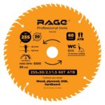 Диск пильный по дереву Rage 60Т 255x30x2.1 мм