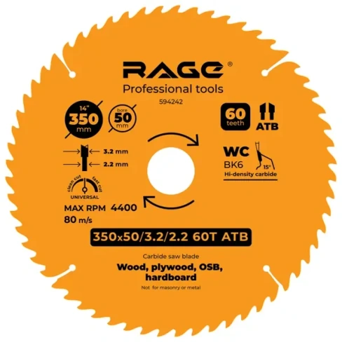 Диск пильный по дереву Rage 60Т 350x50x3.2 мм