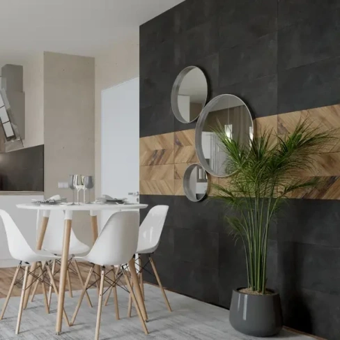 Плитка настенная Керамин Студио 60x30 см 1.98 м² матовая цвет графит КЕРАМИН