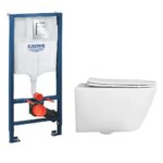 Комплект инсталляция Grohe Rapid SL 39501000 с унитазом Aquatek Бетта AQ1253W-00 безободковый с микролифтом клавиша цвет